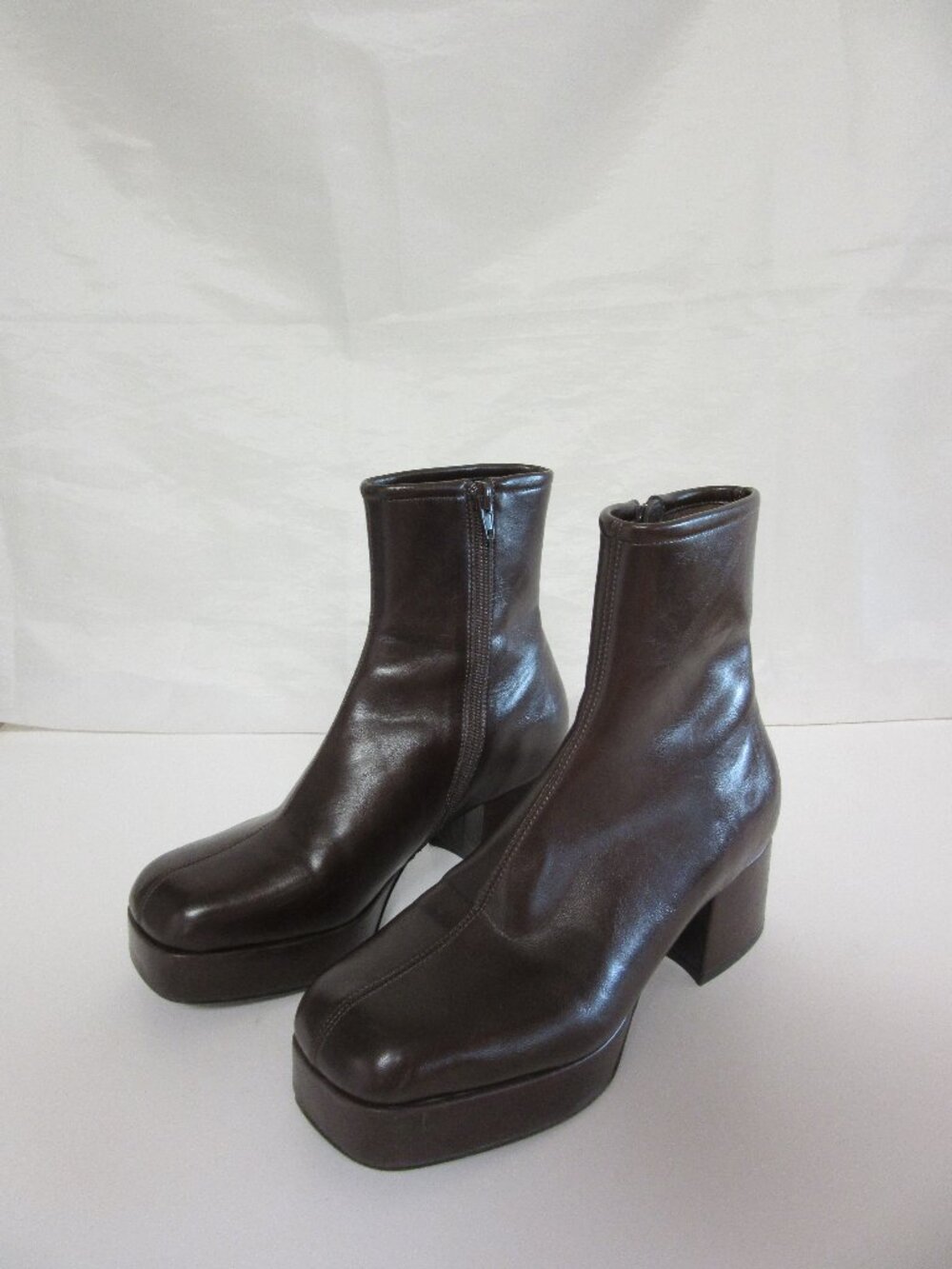 Jeffrey Campbell Brown Leather 8 Platform Block Heel Ankle Boots